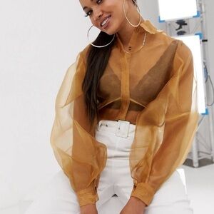 SOLD OUT Unique 21 Organza Shirt w/ Balloon Sleeves